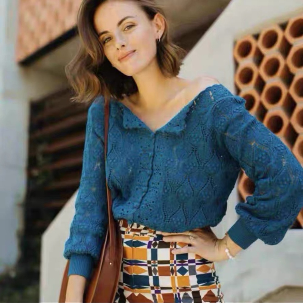 Sezane Elegant Blue Women's Sweater, XL